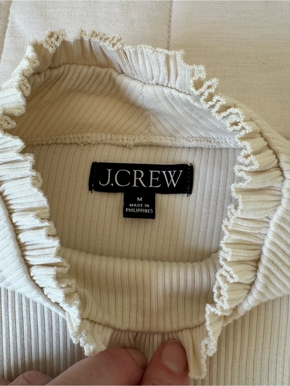 J.Cream Ribbed Mock Ruffle Neck Long-Sleeve Top - Picture 2 of 7